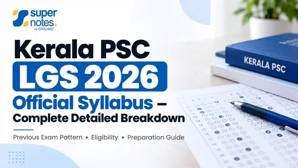 Kerala PSC LGS Syllabus 2026 featured image with exam pattern, eligibility details, and preparation guide