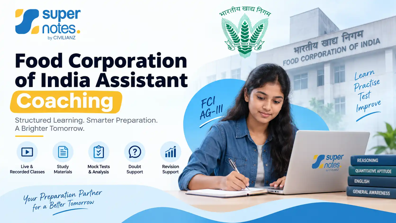 Food Corporation of India Assistant Coaching – FCI AG-III Preparation with Super Notes