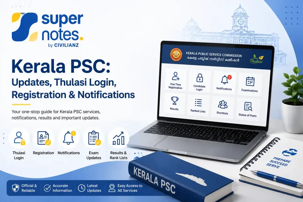 Kerala PSC updates, Thulasi login, registration and notifications guide by Super Notes.