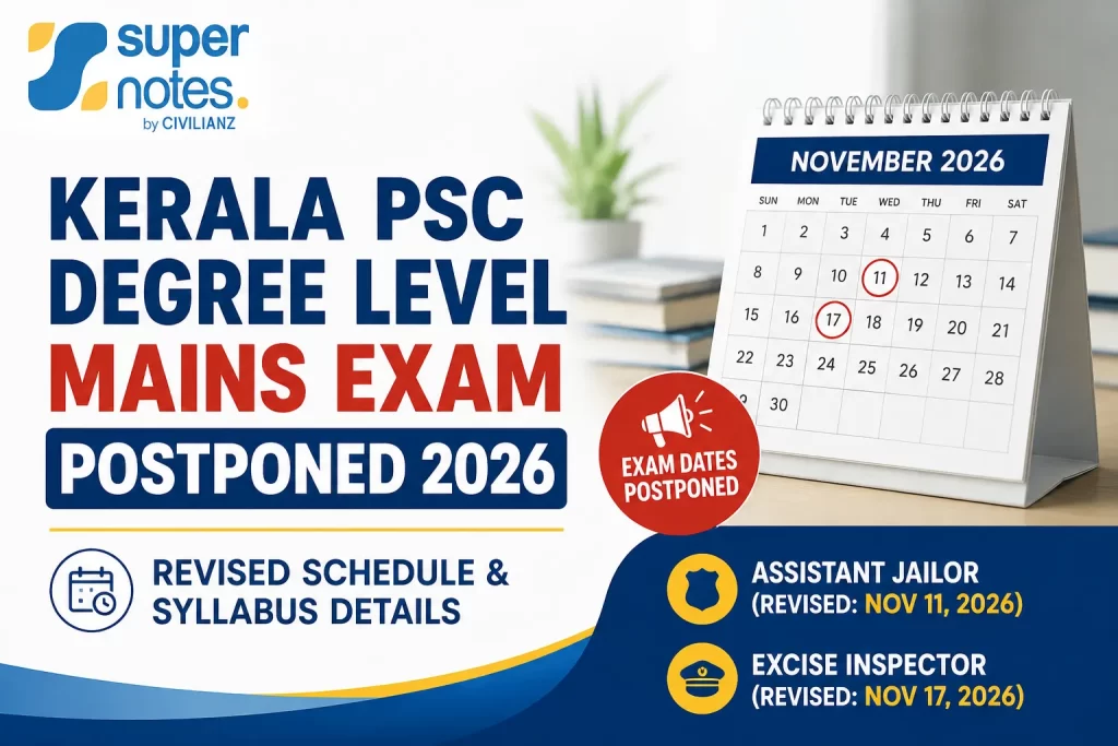 Kerala PSC Degree Level Mains Exam Postponed 2026 revised schedule