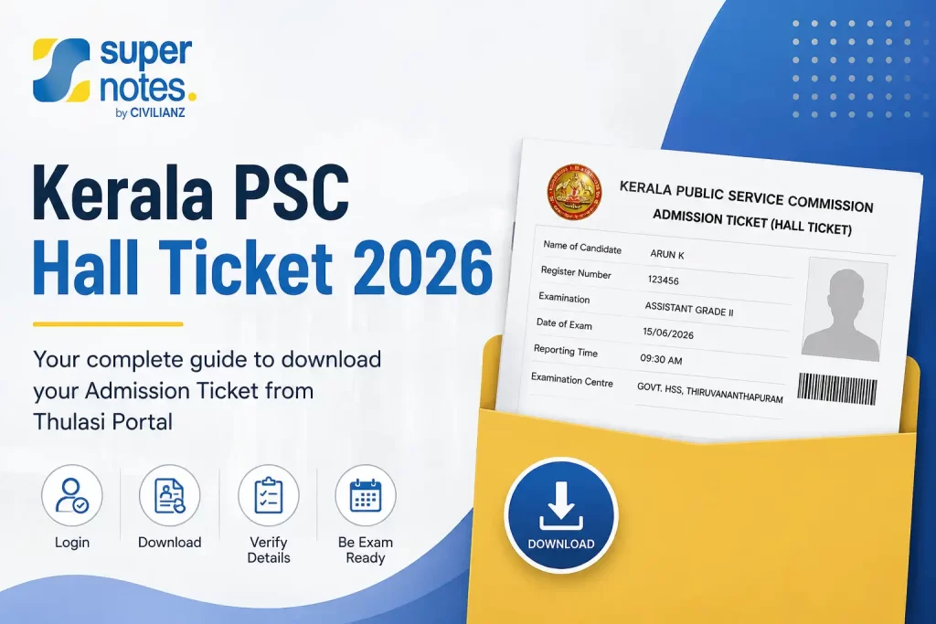 Kerala PSC Hall Ticket 2026 download guide with Thulasi portal and Super Notes by Civilianz