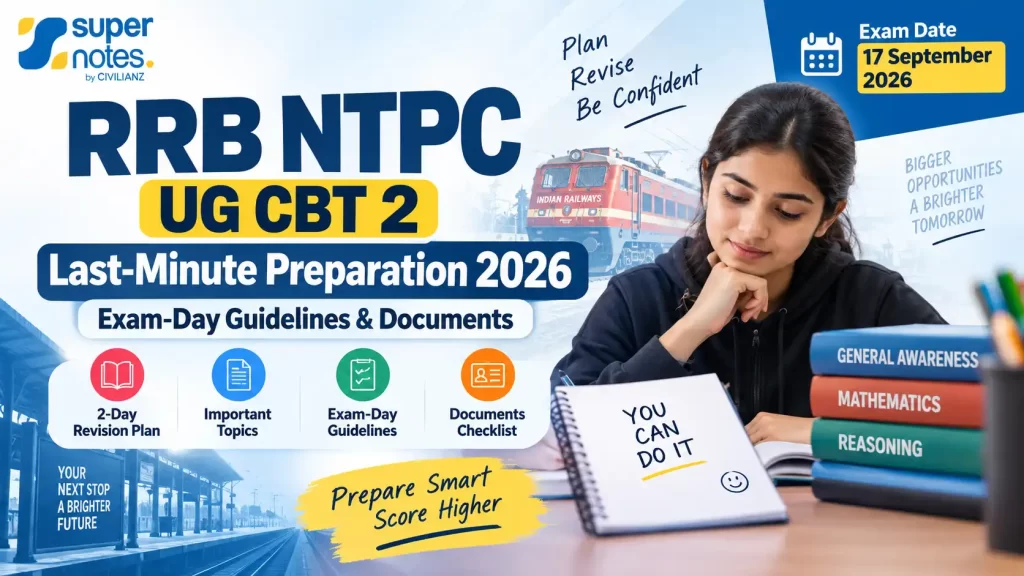 RRB NTPC UG CBT 2 Last-Minute Preparation 2026 with final revision plan and exam-day checklist