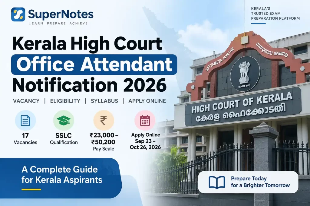 Kerala High Court Office Attendant Notification 2026 recruitment details