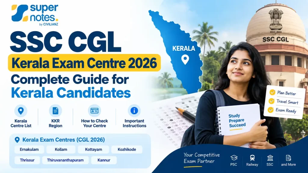SSC CGL Kerala Exam Centre 2026 guide showing Kerala exam centres, KKR region and centre details for SSC CGL candidates.