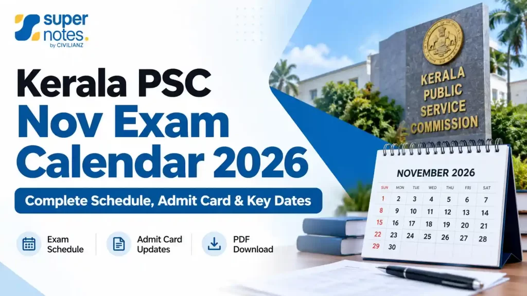 Kerala PSC November Exam Calendar 2026 – Exam Dates and Admit Card